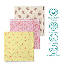 1st Step 100% Cotton Muslin Baby Swaddle Set, Pack of 3, Size-120cm x 100cm