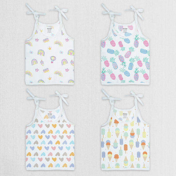 1st Step 100% Soft Muslin Cotton Up Knot Baby Jhabla - Pack of 4 - New Born