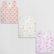 1st Step 100% Soft Muslin Cotton Side Knot Baby Jhabla - Pack Of 3 - 0-3 Months