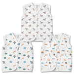 1st Step 100% Soft Muslin Cotton Snap Button Baby Jhabla - Pack of 3 - 0-3 Months