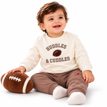 1st Step Baby Boy Sweatshirt and Jogger Set | 100% Cotton - Looper Knit | Off-White Top & Mocha Brown Bottom with Football Embroidery | 2-Piece Baby Winter Wear