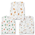 1st Step 100% Soft Muslin Cotton Snap Button Baby Jhabla - Pack of 3 - 6-9 Months