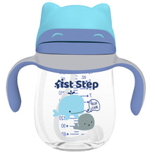1st Step TRITAN 280 ml BPA Free Anti-Spill Soft Silicone Weighted Straw Baby Sipper Cup with Twin Handle - Blue