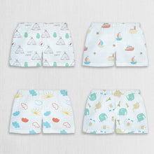 1st Step 100% Soft Muslin Cotton Baby Shorts - Pack of 4- 3-6 Months
