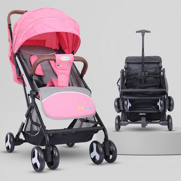 1st Step Aura Stroller with Portable Travel Friendly Trolley and Compact Fold (Pink)