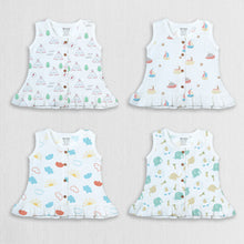 1st Step 100% Soft Muslin Cotton Button Baby Frill Frock - Pack Of 4 - 0-3 Months