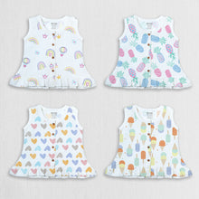 1st Step 100% Soft Muslin Cotton Button Baby Frill Frock - Pack Of 4 - 6-9 Months