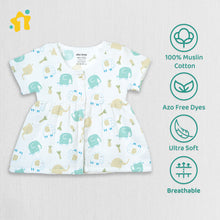 1st Step 100% Soft Muslin Cotton Button Half Sleeve Baby Frock - Pack Of 4 - 0-3 Months