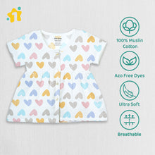 1st Step 100% Soft Muslin Cotton Button Half Sleeve Baby Frock - Pack Of 4 - New Born