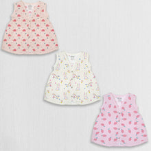 1st Step 100% Soft Muslin Cotton Snap Button Baby Frock - Pack Of 3 - 0-3 Months