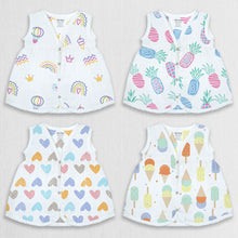 1st Step 100% Soft Muslin Cotton Snap Button Baby Frock - Pack Of 4 - 3-6 Months