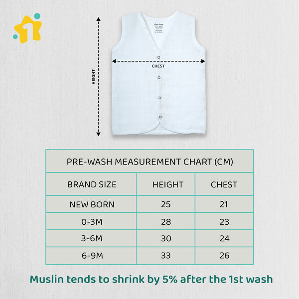 1st Step 100% Soft Muslin Cotton Snap Button Baby Jhabla - Pack Of 4 - 6-9 Months