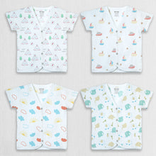 1st Step 100% Soft Muslin Cotton Snap Button Half Sleeve Baby Jhabla - Pack Of 4 - 0-3 Months