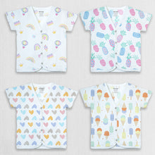 1st Step 100% Soft Muslin Cotton Snap Button Half Sleeve Baby Jhabla - Pack Of 4 - New Born
