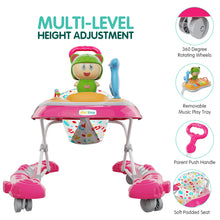 1st Step Walker with Push Handle, Musical Play Tray and Multi Level Height Adjustment