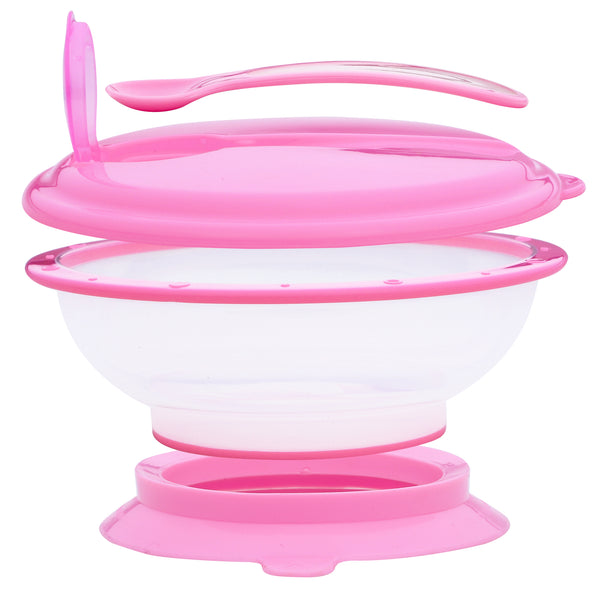 1st Step BPA Free Polypropylene Microwave Friendly Feeding Bowl with Spoon (Pink)