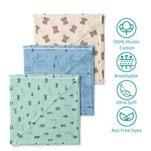 1st Step 100% Cotton Muslin Baby Swaddle Set, Pack of 3, Size-120cm x 100cm