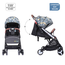 1st Step Aura Stroller with Portable Travel Friendly Trolley and Compact Fold (Grey Printed)