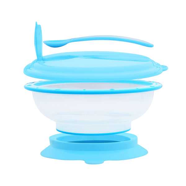 1st Step BPA Free Polypropylene Microwave Friendly Feeding Bowl with Spoon (Blue)