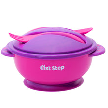 1st Step Feeding Bowl With Cultery - Food Grade Plastic  (Pink)