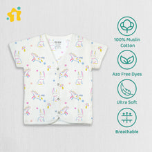 1st Step 100% Soft Muslin Cotton Snap Button Half Sleeve Baby Jhabla - Pack Of 3 - New Born