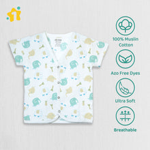 1st Step 100% Soft Muslin Cotton Snap Button Half Sleeve Baby Jhabla - Pack Of 4 - New Born