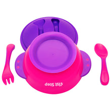 1st Step Feeding Bowl With Cultery - Food Grade Plastic  (Pink)