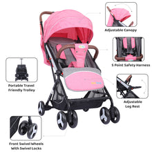 1st Step Aura Stroller with Portable Travel Friendly Trolley and Compact Fold (Pink)