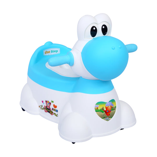 1st Step Musical Baby Toilet/Potty Trainer/Seat With Removable Tray, Wheels & Closing Lid (Blue)