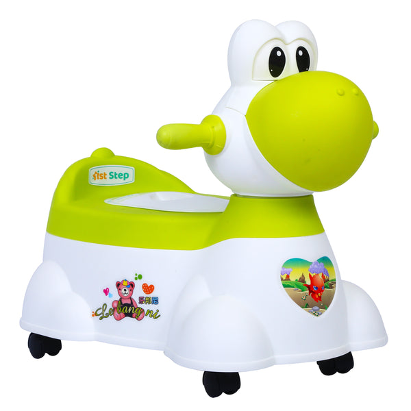 1st Step Musical Baby Toilet/Potty Trainer/Seat With Removable Tray, Wheels & Closing Lid (Green)