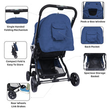 1st Step Grande Pro Stroller with 5 Point Safety Harness and Reversible Handlebar (Navy Blue)