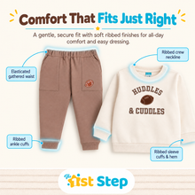 1st Step Baby Boy Sweatshirt and Jogger Set | 100% Cotton - Looper Knit | Off-White Top & Mocha Brown Bottom with Football Embroidery | 2-Piece Baby Winter Wear
