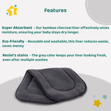 1st Step Reusable 5 Layers (2 Layers Bamboo Charcoal, 3 Layers Microfiber) Inserts Liners for Baby Cloth Diapers (Pack of 2)