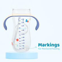 1st Step 330 ml BPA Free Anti-Spill Soft Silicone Weighted Straw Baby Sipper Cup with Twin Handle and Flip Top - Blue