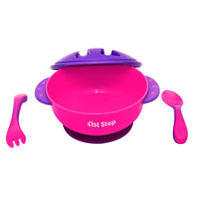 1st Step Feeding Bowl With Cultery - Food Grade Plastic  (Pink)