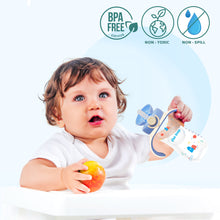 1st Step 330 ml BPA Free Anti-Spill Soft Silicone Weighted Straw Baby Sipper Cup with Twin Handle and Flip Top - Blue