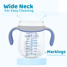 1st Step TRITAN 280 ml BPA Free Anti-Spill Soft Silicone Weighted Straw Baby Sipper Cup with Twin Handle - Blue