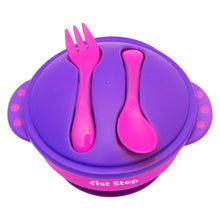 1st Step Feeding Bowl With Cultery - Food Grade Plastic  (Pink)
