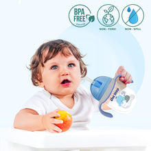 1st Step TRITAN 280 ml BPA Free Anti-Spill Soft Silicone Weighted Straw Baby Sipper Cup with Twin Handle - Blue