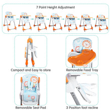 1st Step Little Lux Baby High Chair with 5 Point Safety Harness, 7 Level Height Adjustment (Orange)
