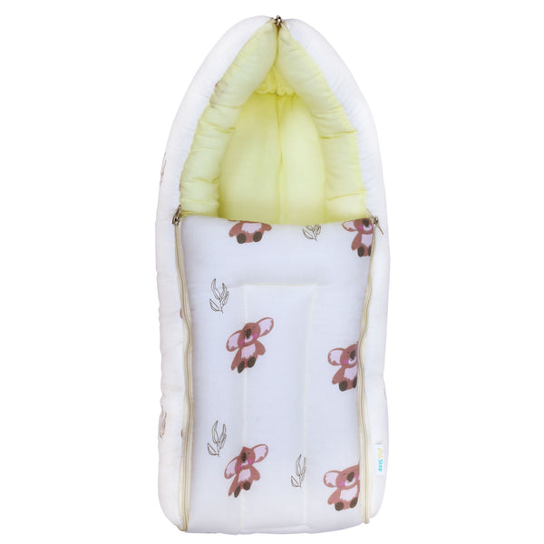 1st Step 100% Muslin Cotton 3 in 1 Baby Bed, Sleeping Bag & Carry Nest, Cotton Baby Bedding for New Born & Infant, Portable Bassinet, for Baby Carrying & Sleeping, Unisex Baby Sleeping Bed