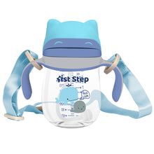 1st Step TRITAN 280 ml BPA Free Anti-Spill Soft Silicone Weighted Straw Baby Sipper Cup with Twin Handle - Blue