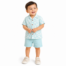 1st Step Baby Boys Printed Muslin Lapel Collar Shirt and Shorts 2 Pcs Clothing Set