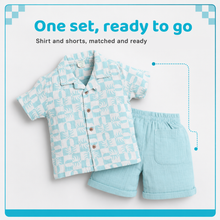 1st Step Baby Boys Printed Muslin Lapel Collar Shirt and Shorts 2 Pcs Clothing Set