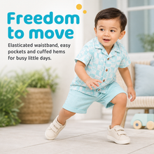 1st Step Baby Boys Printed Muslin Lapel Collar Shirt and Shorts 2 Pcs Clothing Set
