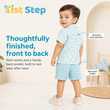 1st Step Baby Boys Printed Muslin Lapel Collar Shirt and Shorts 2 Pcs Clothing Set