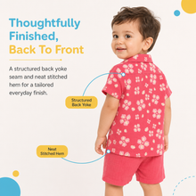 1st Step Baby Boys Printed Muslin Lapel Collar Shirt and Shorts 2 Pcs Clothing Set