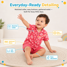 1st Step Baby Boys Printed Muslin Lapel Collar Shirt and Shorts 2 Pcs Clothing Set