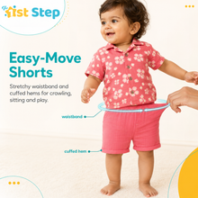 1st Step Baby Boys Printed Muslin Lapel Collar Shirt and Shorts 2 Pcs Clothing Set
