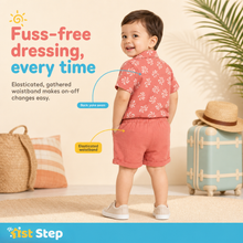 1st Step Baby Boys Printed Muslin Lapel Collar Shirt and Shorts 2 Pcs Clothing Set